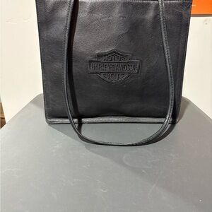 Harley-Davidson Black Leather Tote Bag